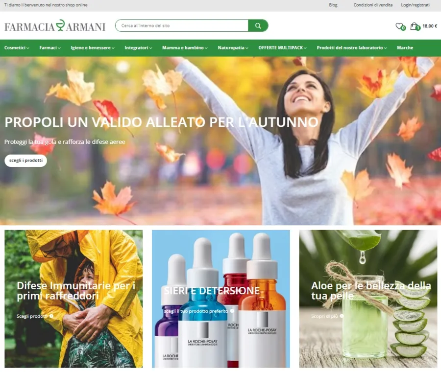 Progetto realizzato da AMAWEB per Farmacia Armani
