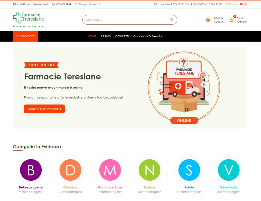 Progetto realizzato da AMAWEB per Farmacie Teresiane