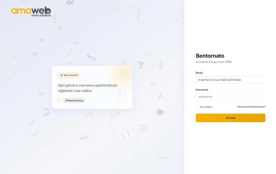 Progetto realizzato da AMAWEB per CRM AMAWEB