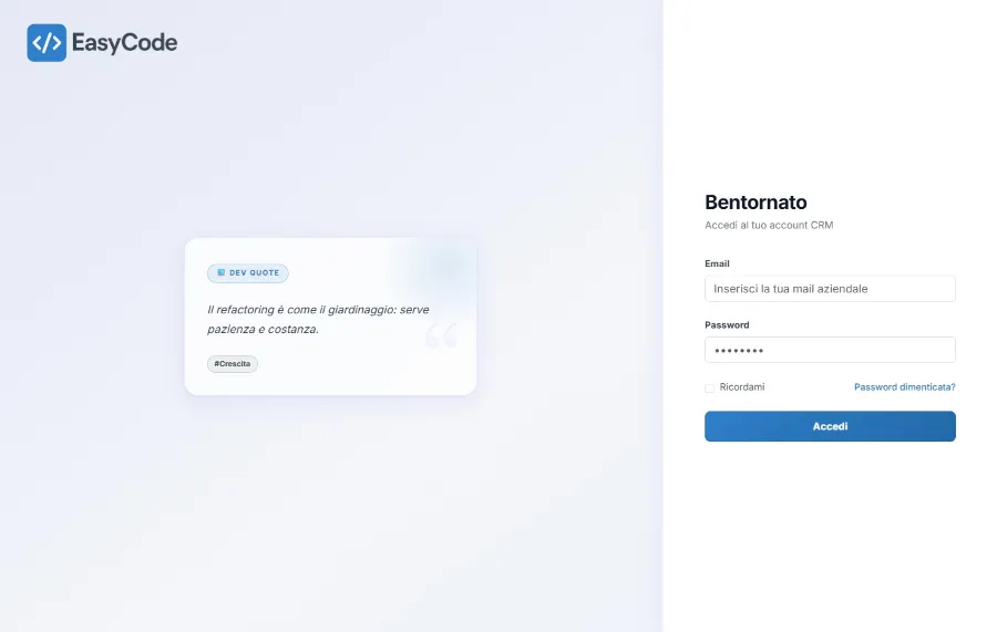 Progetto realizzato da AMAWEB per CRM EasyCode Srl